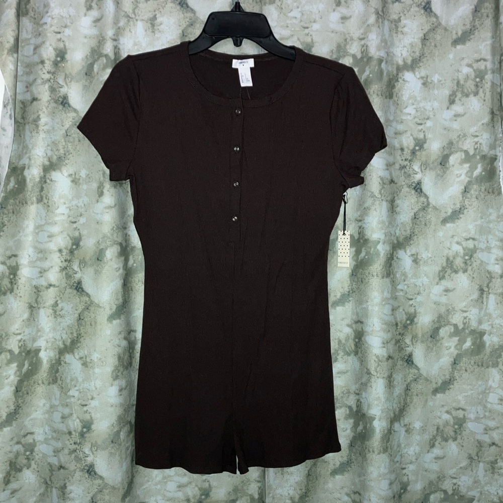 Women's Chocolate Button-Up Romper